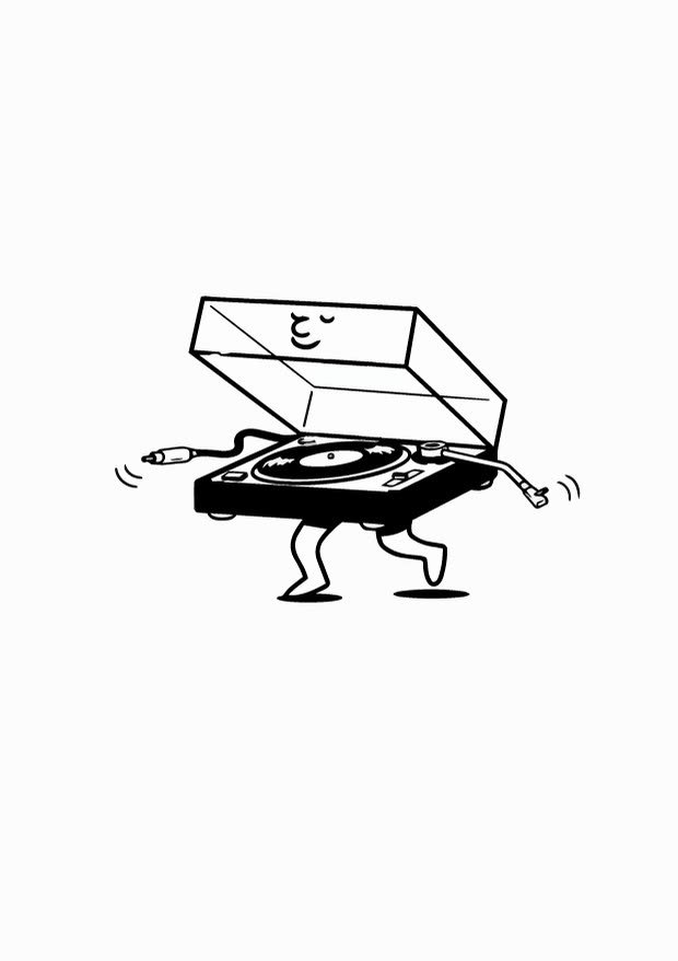 Marsas Mieste – the walking turntable, line drawing