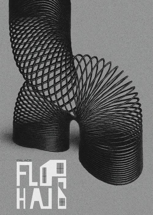 Palace Flophaus – the wordmark over a coil